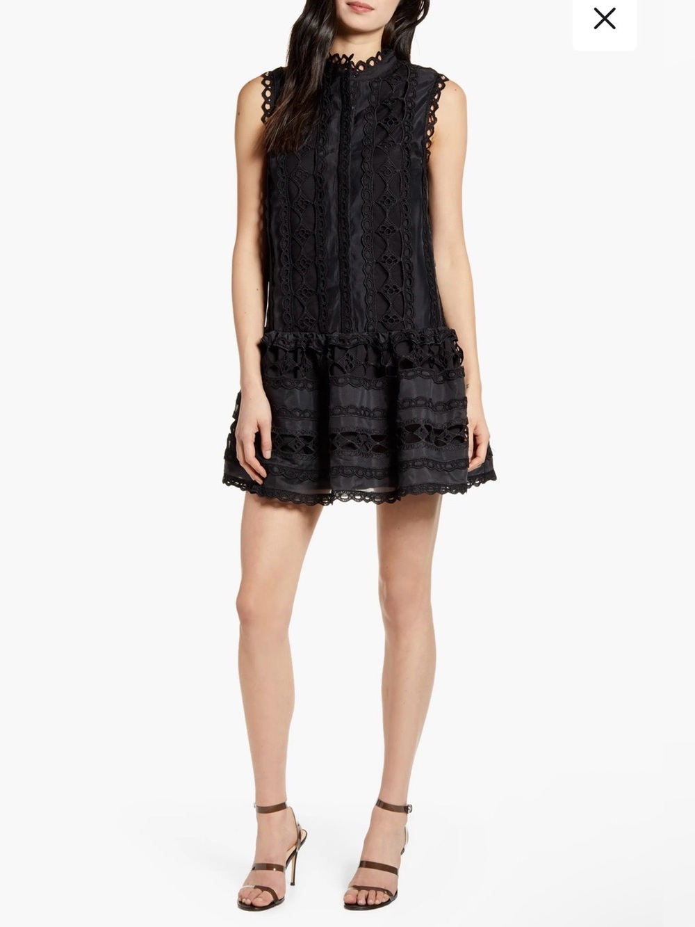Endless Rose A-Line Lace Trim Mini Dress Sleeveless Black - Size M Romantic